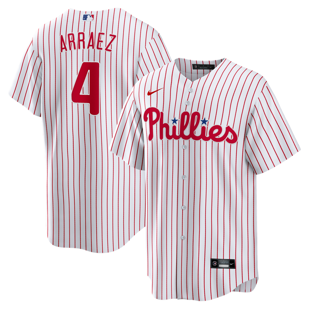 Philadelphia Phillies Luis Arraez Nike White Home Replica Jersey product image 1, provided for visual reference and product