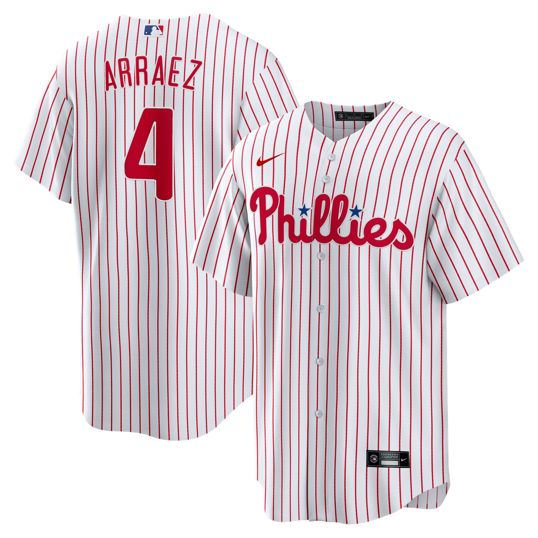 Philadelphia Phillies Luis Arraez Nike White Home Replica Jersey product image 1, provided for visual reference and product
