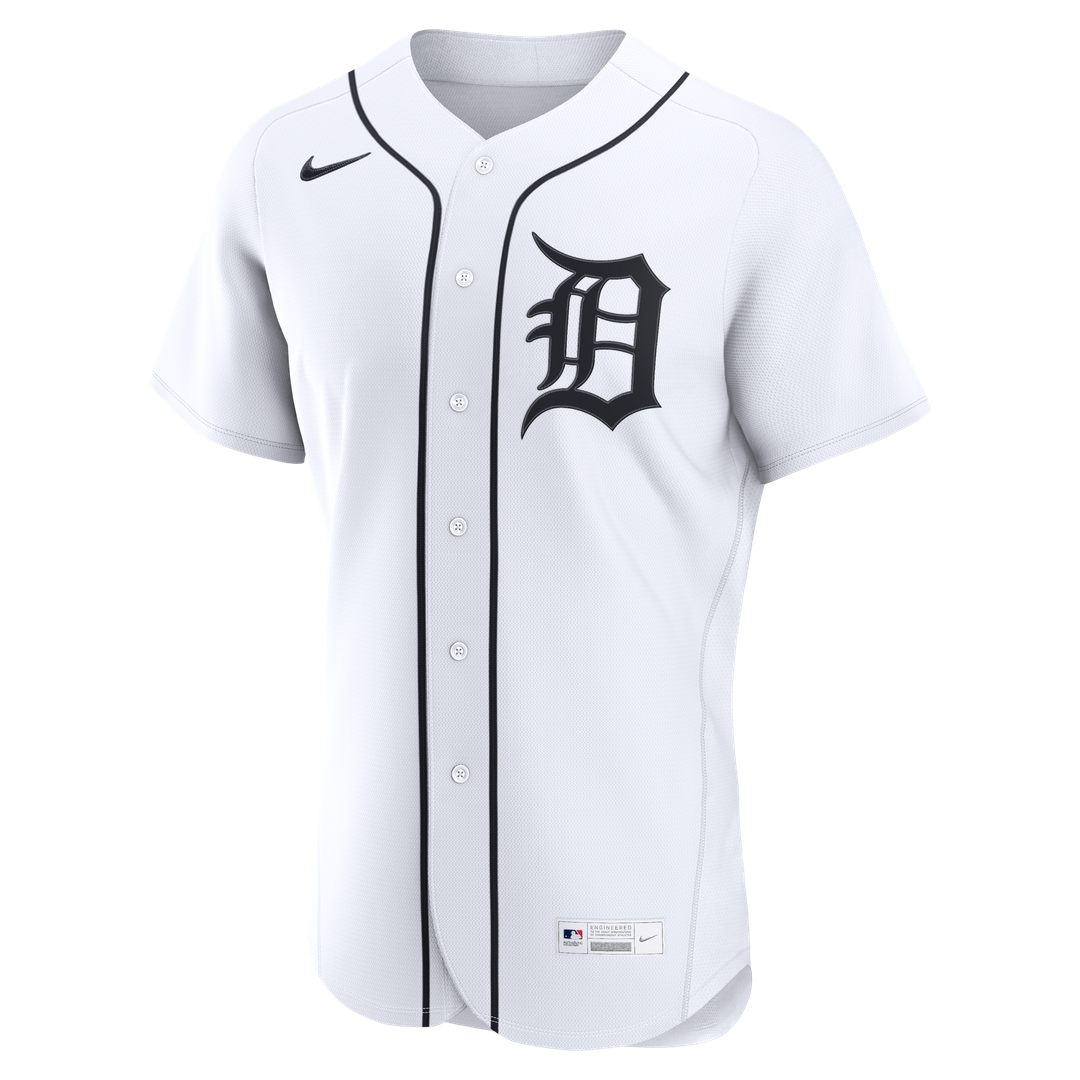 Detroit Tigers Nike White Home Authentic Custom Jersey product image 2, provided for visual reference and product detail