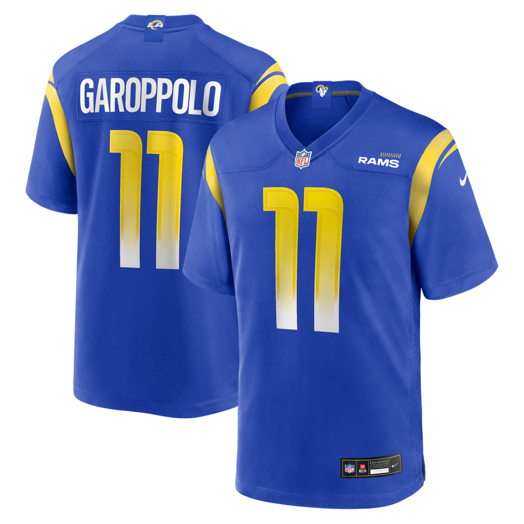 Los Angeles Rams Jimmy Garoppolo Nike Royal Game Jersey product image 1, provided for visual reference and product detail