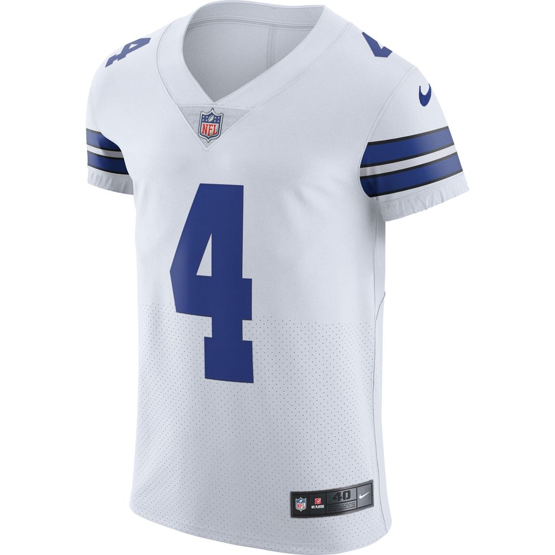 Dallas Cowboys Dak Prescott Nike White Vapor Elite Player Jersey product image 5, provided for visual reference and product