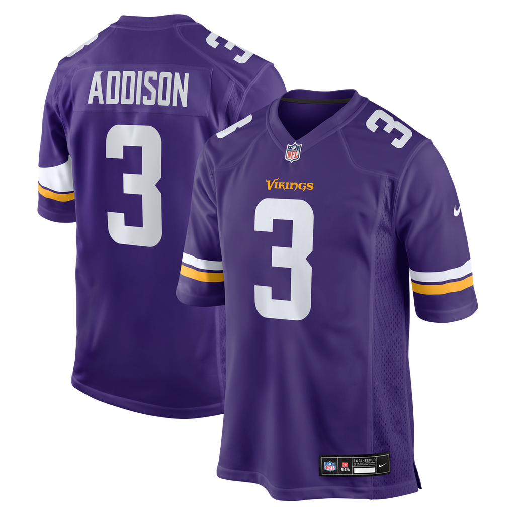Minnesota Vikings Jordan Addison Nike White Alternate Game Player Jersey product image 7, provided for visual reference and