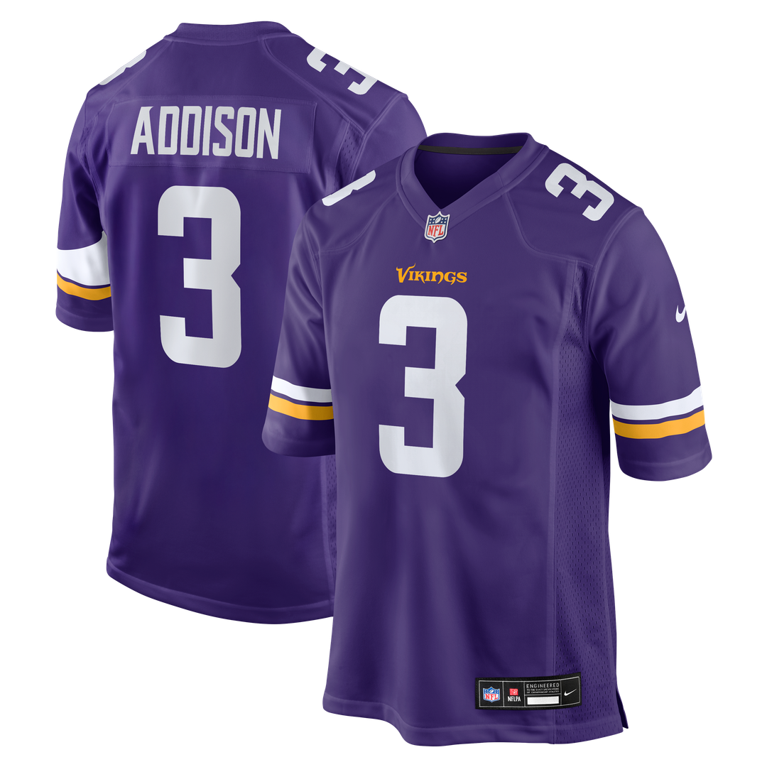 Minnesota Vikings Jordan Addison Nike White Alternate Game Player Jersey product image 7, provided for visual reference and