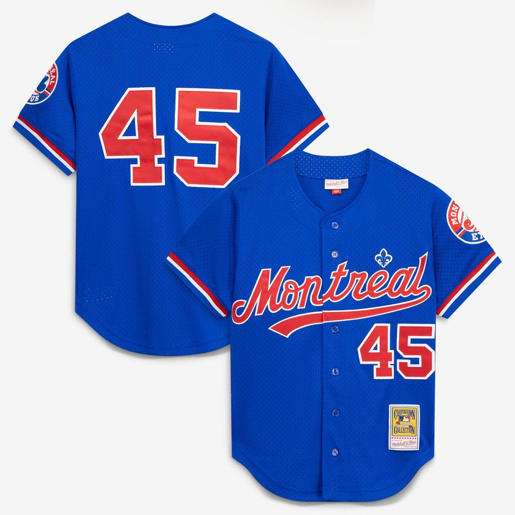 Montreal Expos Pedro Martinez Mitchell & Ness Blue Cooperstown Collection Mesh Batting Practice Button-Up Jersey product