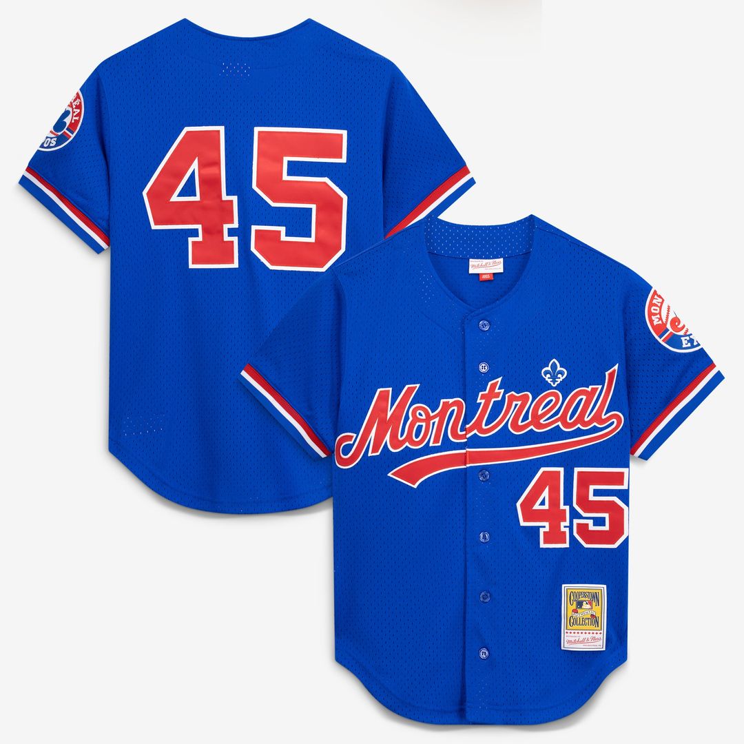 Montreal Expos Pedro Martinez Mitchell & Ness Blue Cooperstown Collection Mesh Batting Practice Button-Up Jersey product