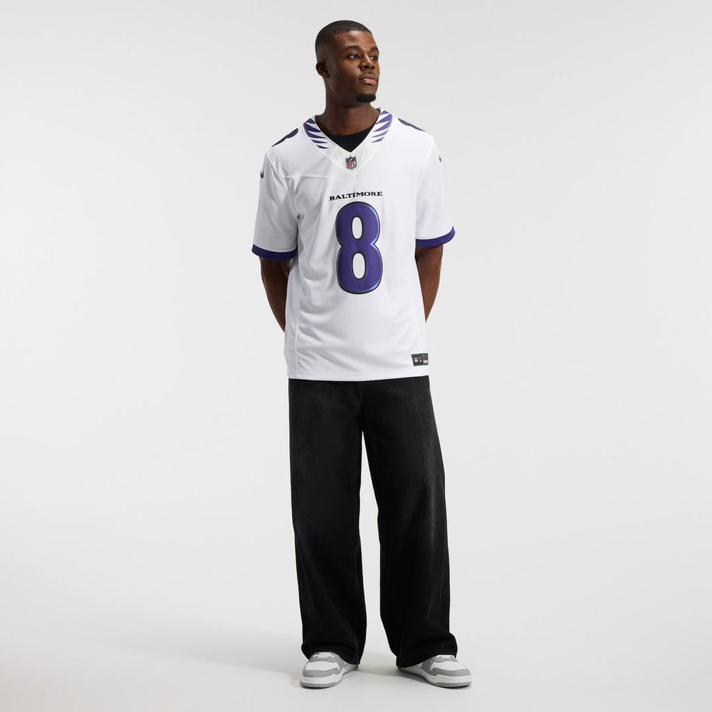 Baltimore Ravens Lamar Jackson Nike White Vapor F.U.S.E. Stitched Limited Jersey product image 4, provided for visual