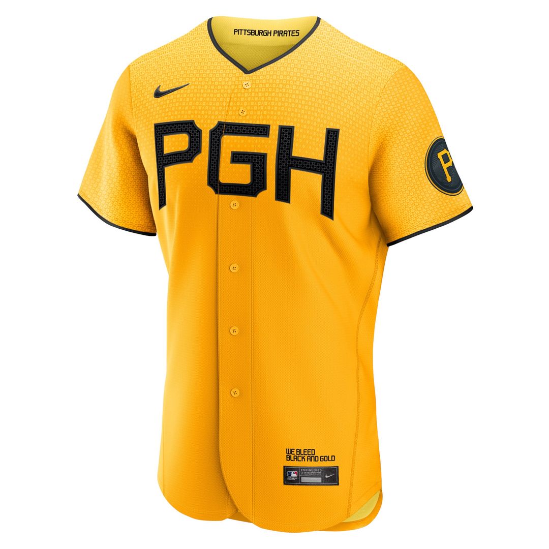 Pittsburgh Pirates Nike Gold City Connect Authentic Jersey product image 2, provided for visual reference and product detail