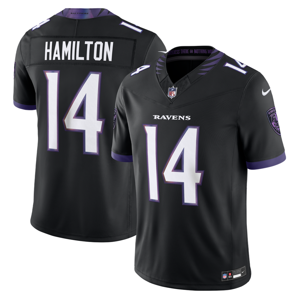 Baltimore Ravens Kyle Hamilton Nike Black Alternate Vapor F.U.S.E. Stitched Limited Jersey product image 4, provided for
