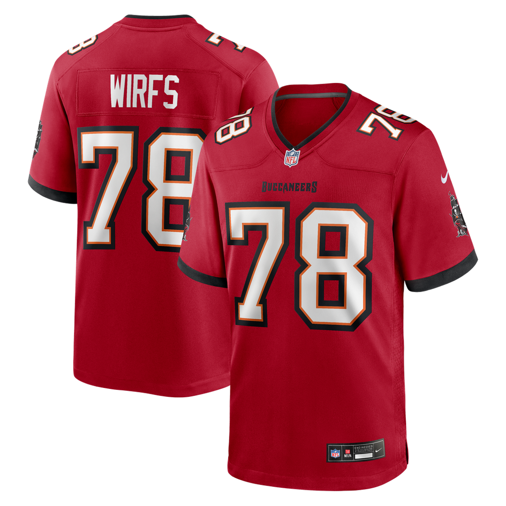 Tampa Bay Buccaneers Tristan Wirfs Nike Red Player Game Jersey product image 1, provided for visual reference and product