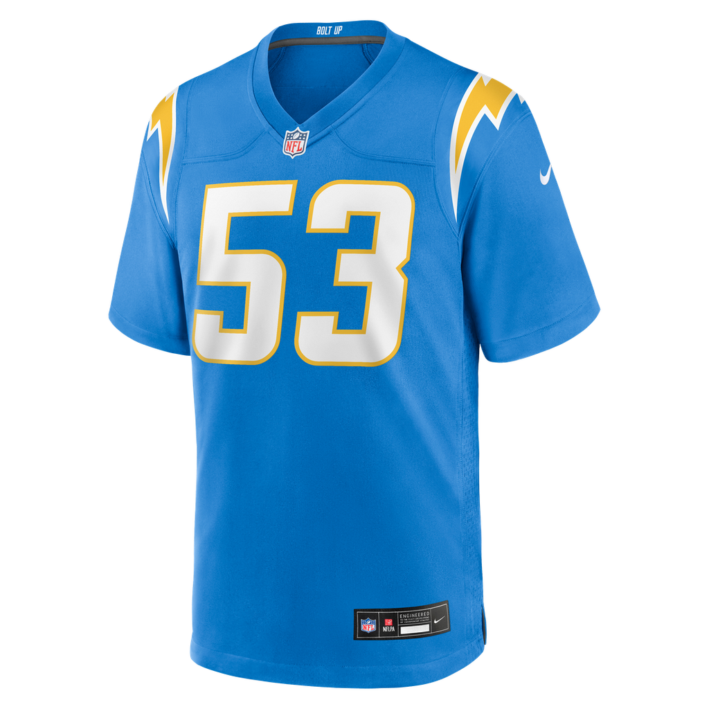 Los Angeles Chargers Del'Shawn Phillips Nike Powder Blue Team Game Jersey product image 2, provided for visual reference and