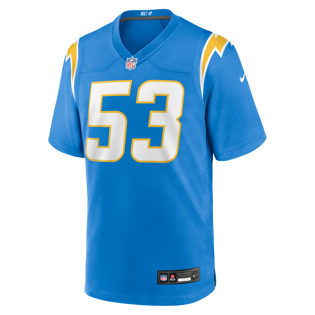 Los Angeles Chargers Del'Shawn Phillips Nike Powder Blue Team Game Jersey product image 2, provided for visual reference and