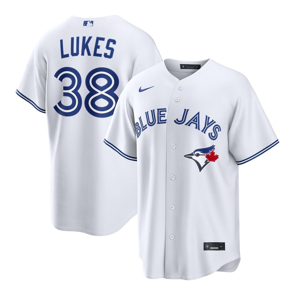 Toronto Blue Jays Nathan Lukes Nike White Home Replica Jersey product image 1, provided for visual reference and product