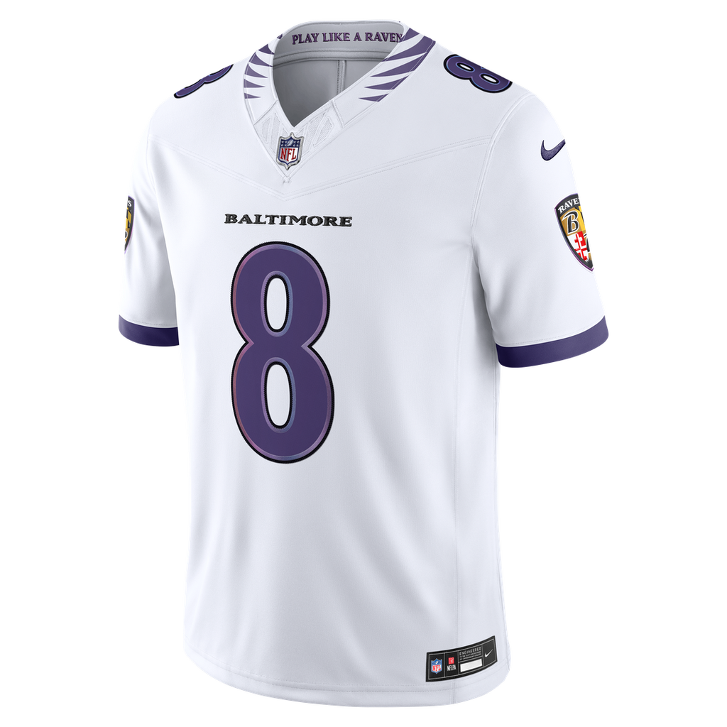 Baltimore Ravens Lamar Jackson Nike White Vapor F.U.S.E. Stitched Limited Jersey product image 6, provided for visual