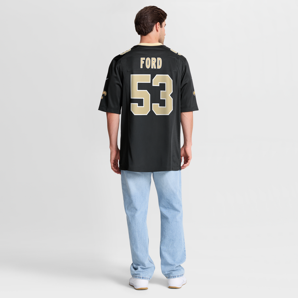 New Orleans Saints Jaylan Ford Nike Black Game Jersey product image 8, provided for visual reference and product detail