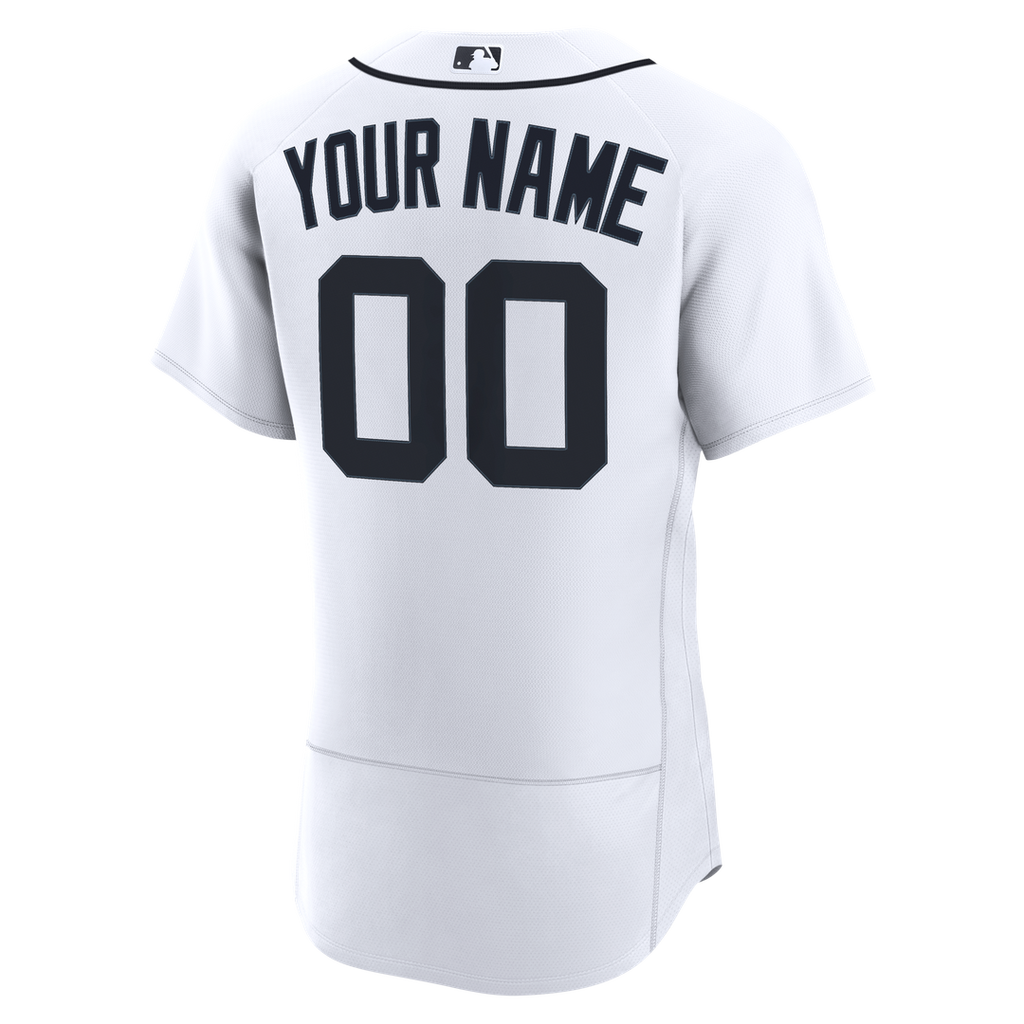 Detroit Tigers Nike White Home Authentic Custom Jersey product image 3, provided for visual reference and product detail