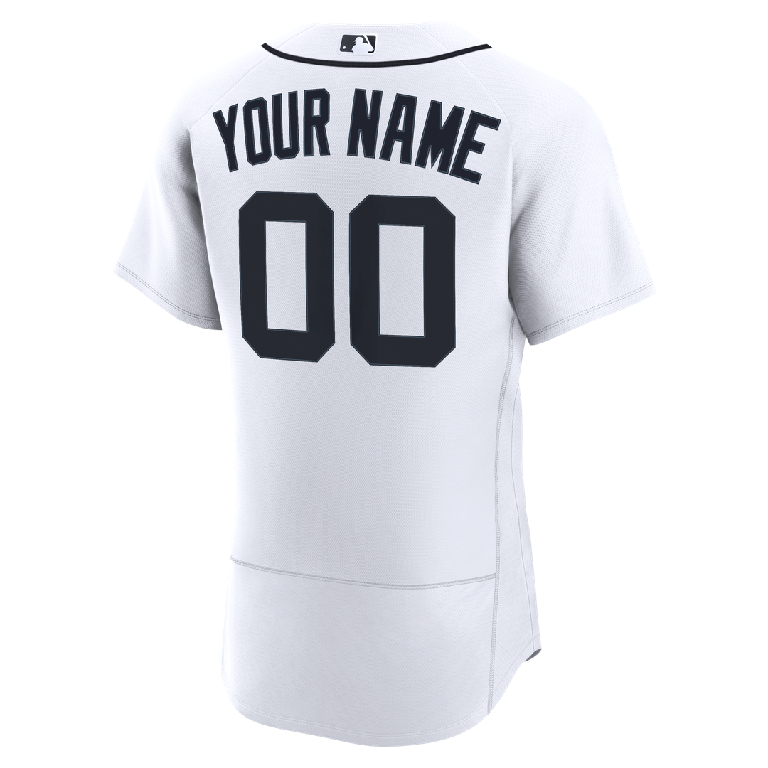Detroit Tigers Nike White Home Authentic Custom Jersey product image 3, provided for visual reference and product detail