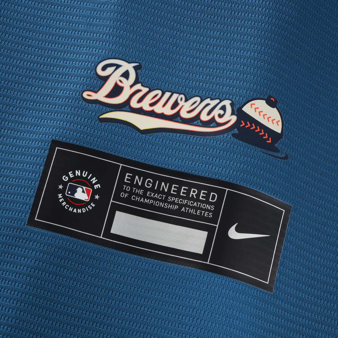 Milwaukee Brewers Jackson Chourio Nike Mineral Blue 2026 City Connect Stadium Jersey product image 7, provided for visual