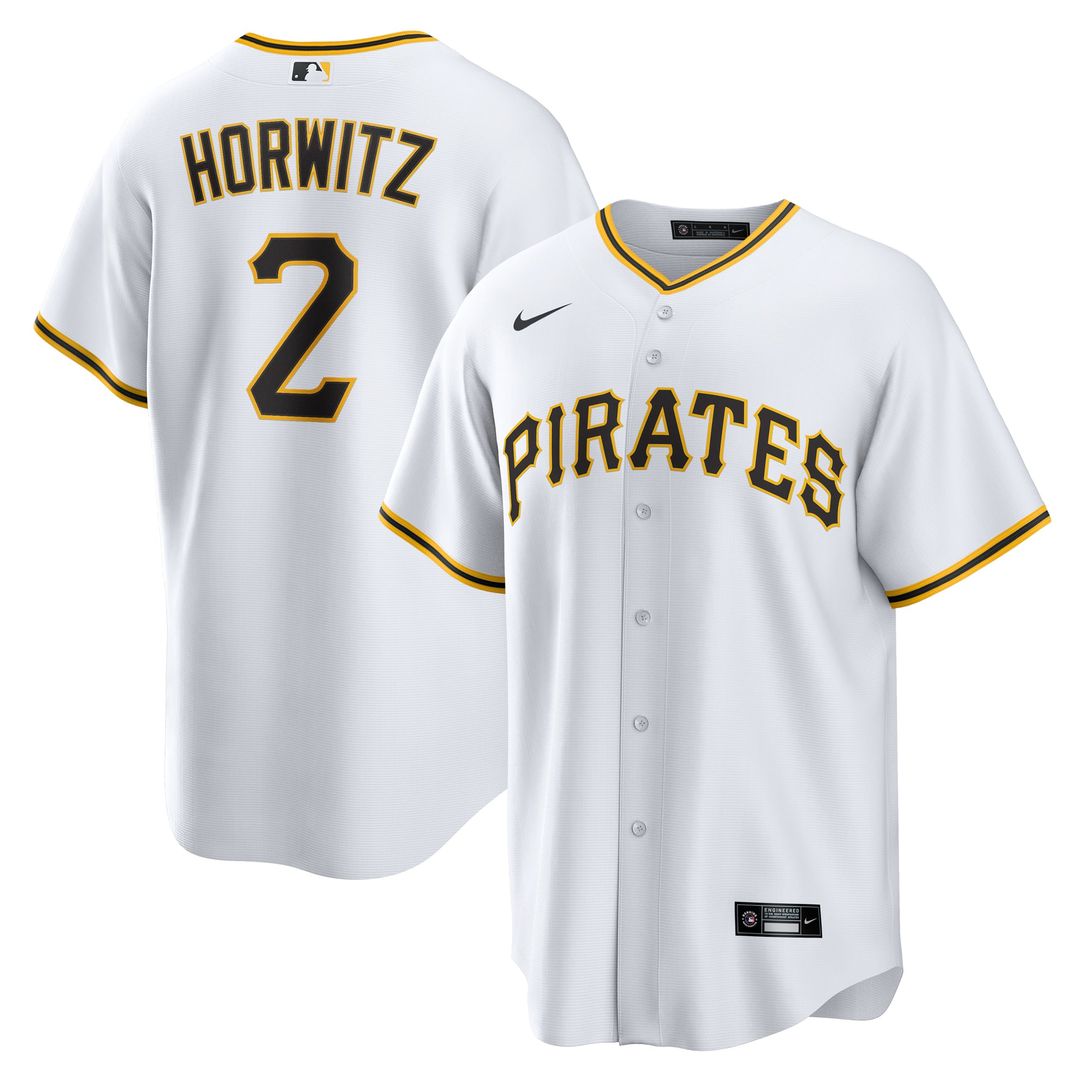 Pittsburgh Pirates Spencer Horwitz Nike White Home Replica Jersey product image 1, provided for visual reference and product