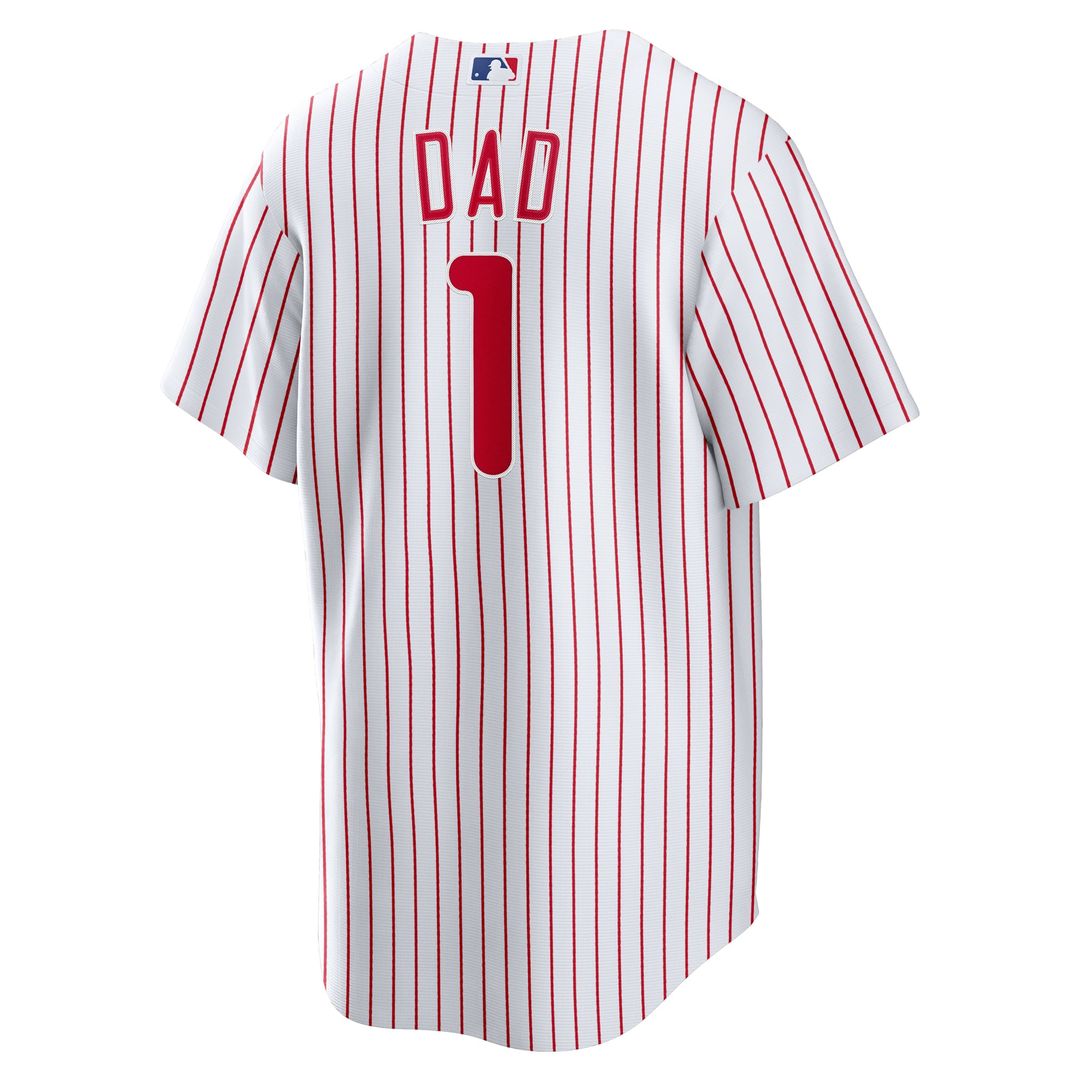 Philadelphia Phillies Nike White #1 Dad Home Replica Jersey product image 3, provided for visual reference and product