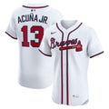 Atlanta Braves Ronald Acuña Jr. Nike White Home Elite Player Jersey product image 1, provided for visual reference and