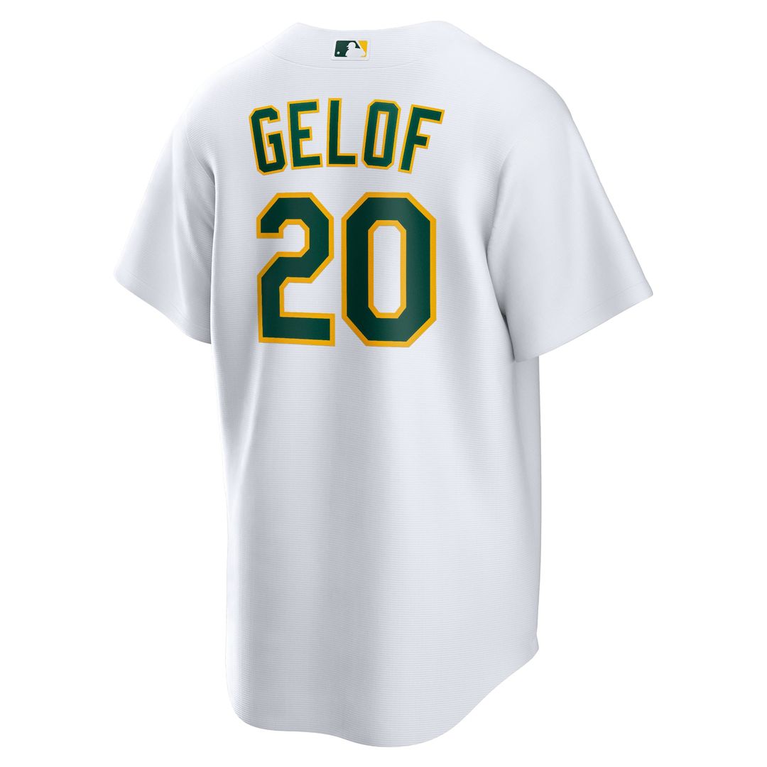 Athletics Zack Gelof Nike White Home Replica Jersey product image 3, provided for visual reference and product detail review