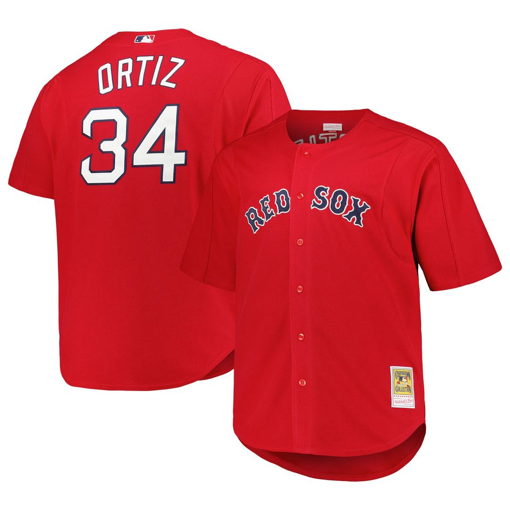 Boston Red Sox David Ortiz Mitchell & Ness Kelly Green Big & Tall Cooperstown Collection Mesh Batting Practice Jersey