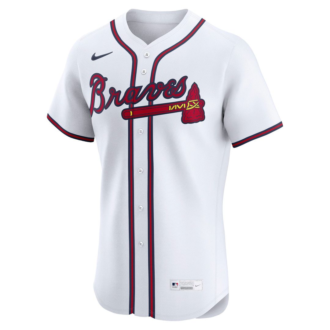 Atlanta Braves Nike White Home Elite Jersey product image 5, provided for visual reference and product detail review