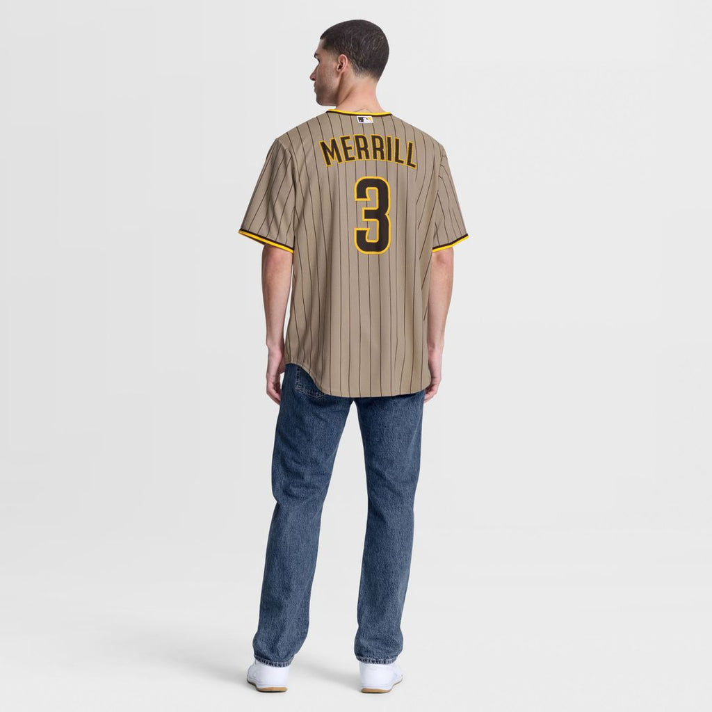 San Diego Padres Jackson Merrill Nike Sand Alternate Replica Jersey product image 10, provided for visual reference and