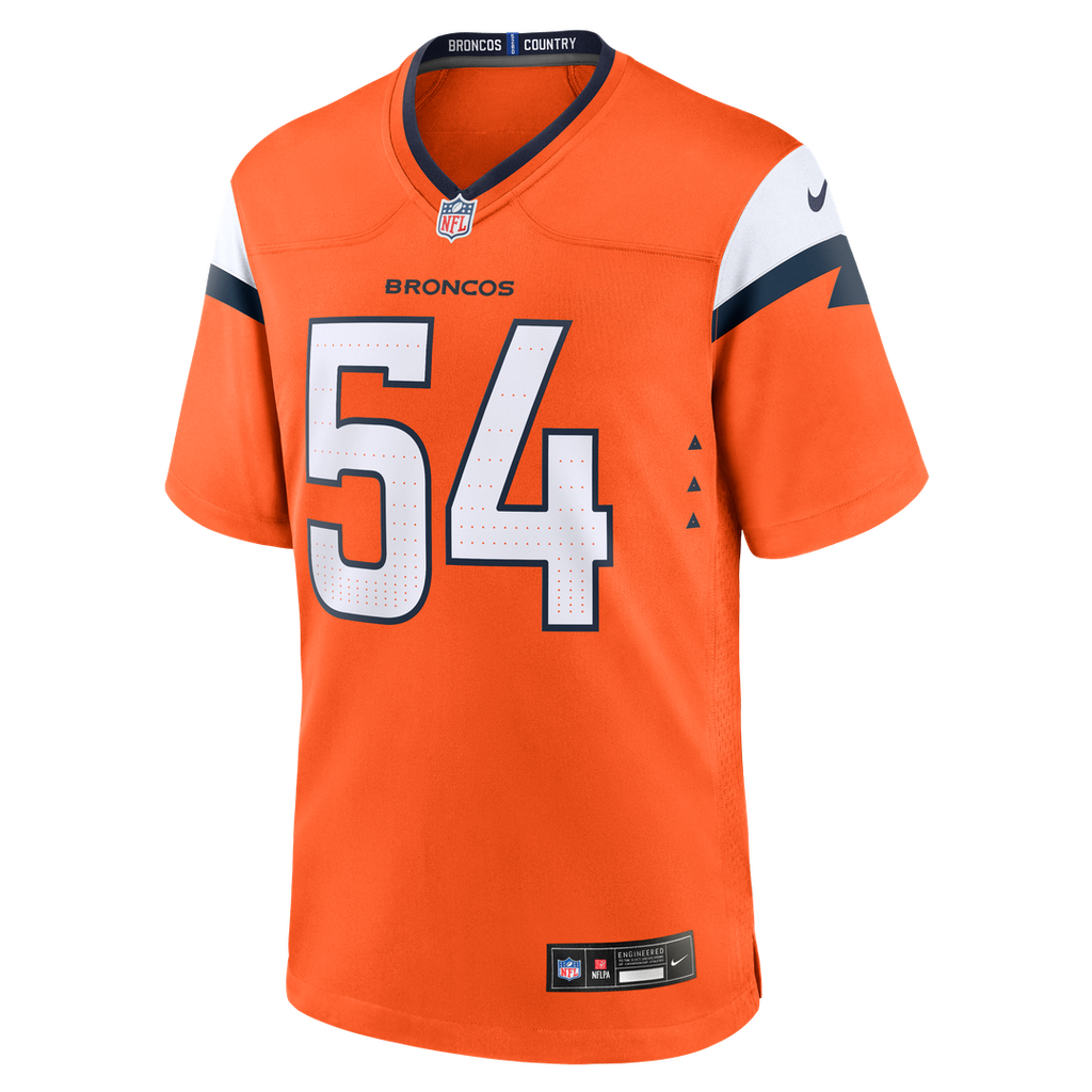 Denver Broncos Alex Forsyth Nike Orange Team Game Jersey product image 2, provided for visual reference and product detail