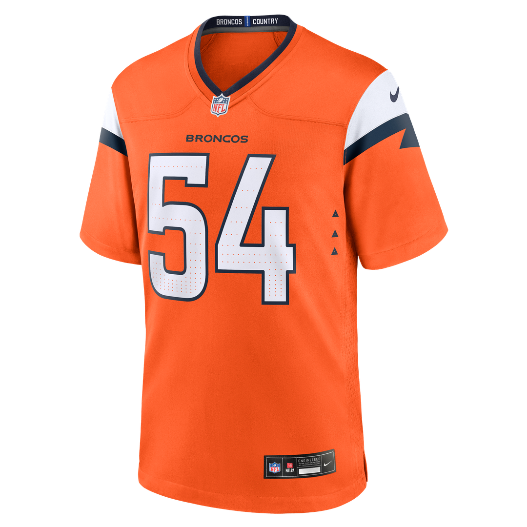 Denver Broncos Alex Forsyth Nike Orange Team Game Jersey product image 2, provided for visual reference and product detail