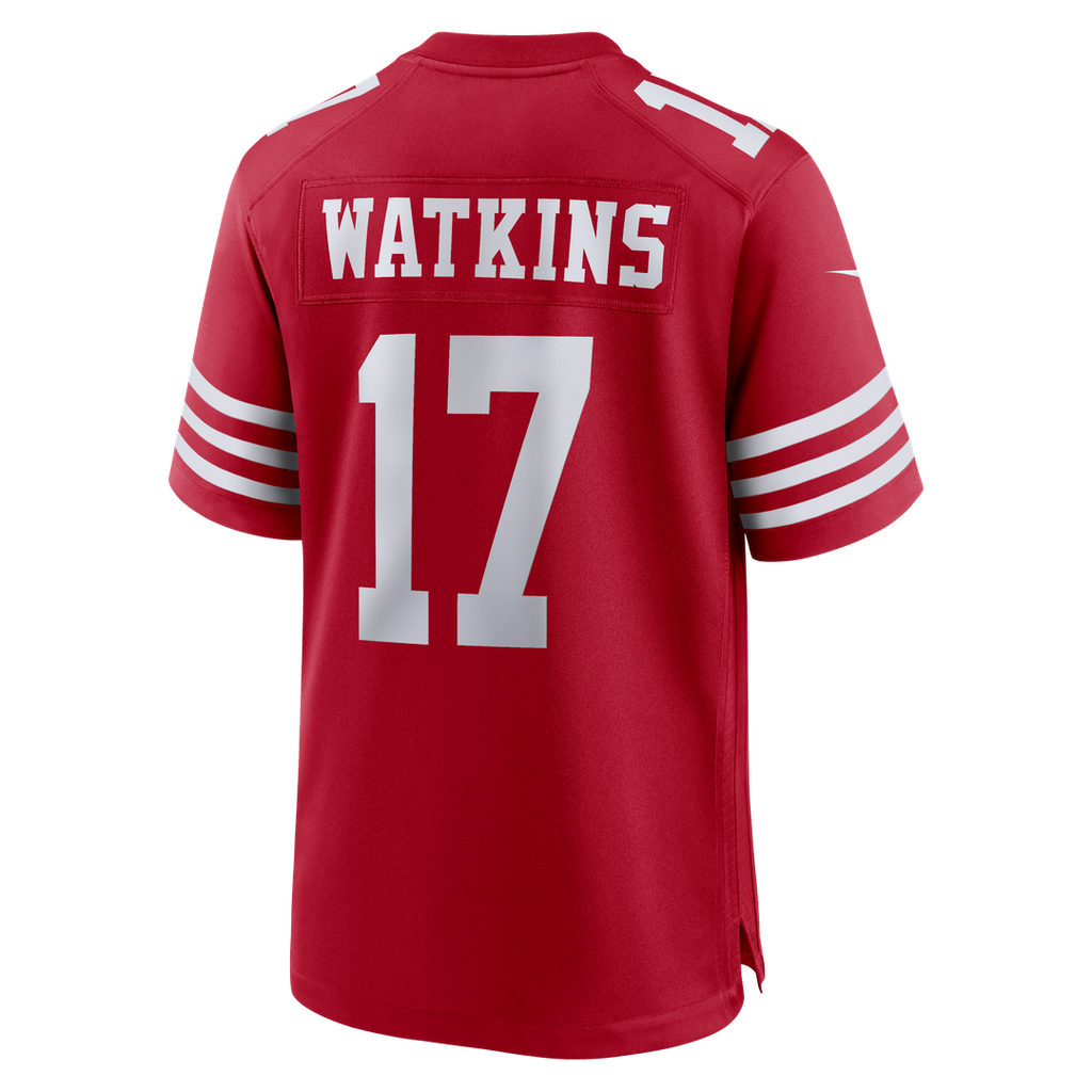 San Francisco 49ers Jordan Watkins Nike Scarlet Team Game Jersey product image 3, provided for visual reference and product
