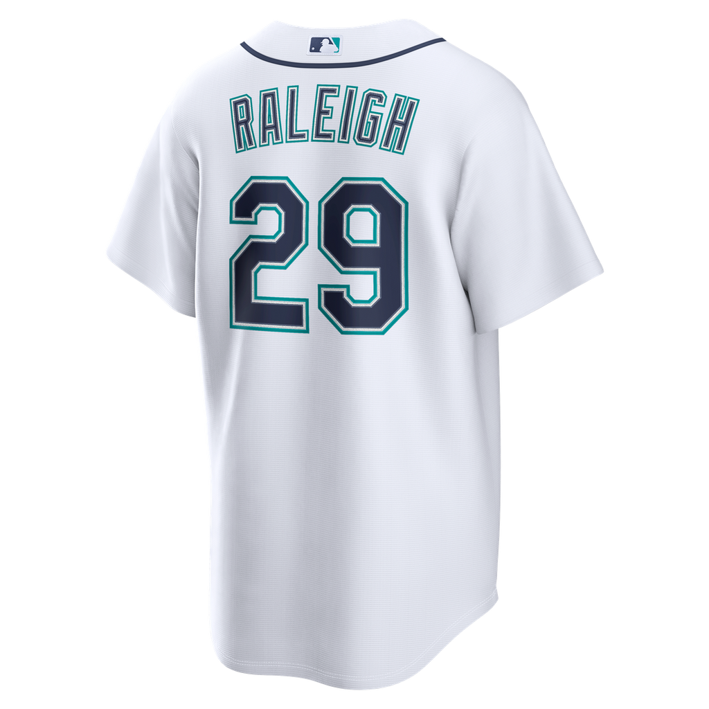 Seattle Mariners Cal Raleigh Nike White Home Replica Jersey product image 3, provided for visual reference and product