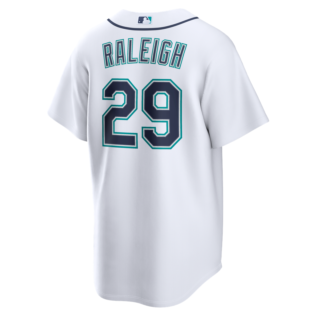 Seattle Mariners Cal Raleigh Nike White Home Replica Jersey product image 3, provided for visual reference and product