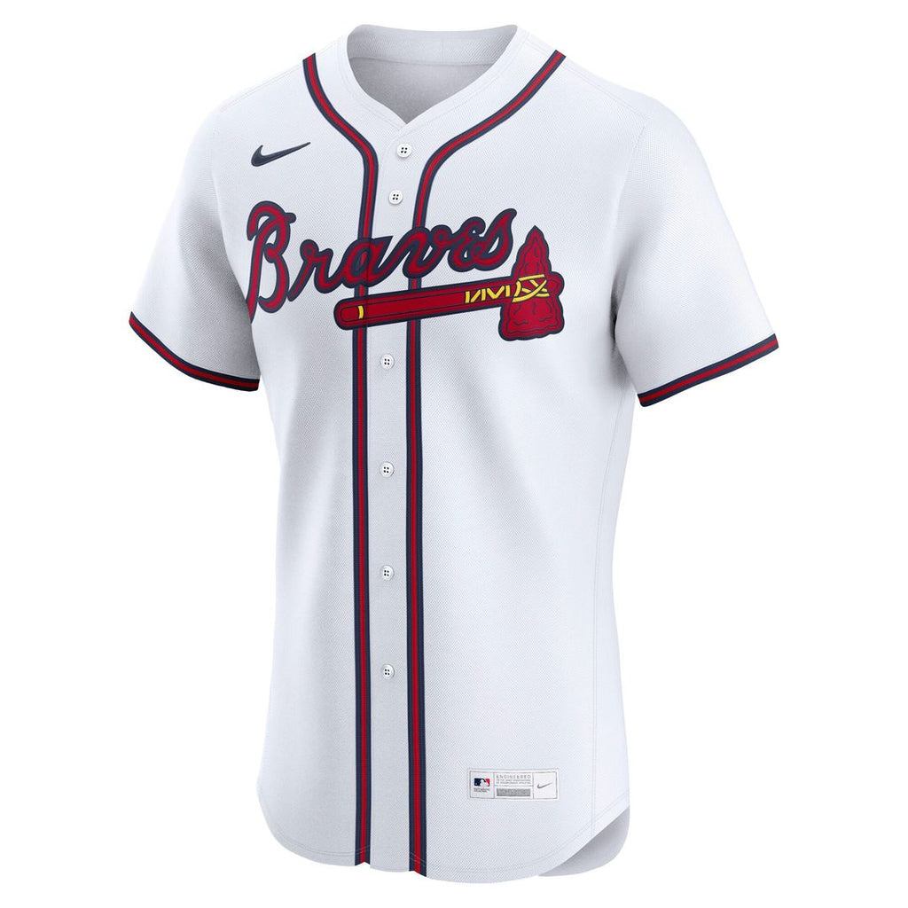 Atlanta Braves Nike White Home Elite Jersey product image 2, provided for visual reference and product detail review