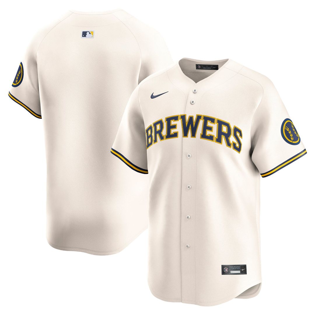 Milwaukee Brewers Nike Cream Home Limited Jersey product image 1, provided for visual reference and product detail review