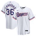 Texas Rangers Wyatt Langford Nike White Home Replica Jersey product image 1, provided for visual reference and product