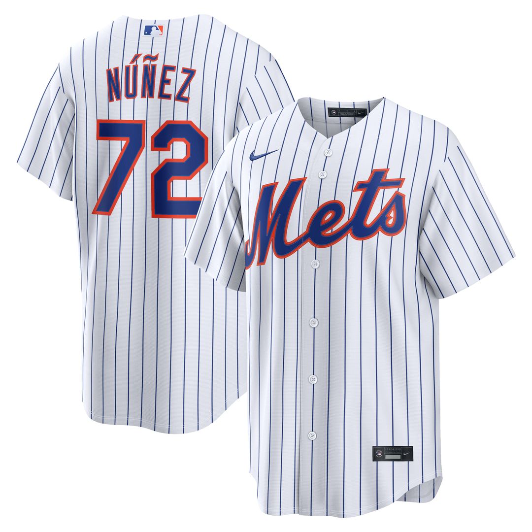 New York Mets Dedniel Núñez Nike White Home Replica Jersey product image 1, provided for visual reference and product detail