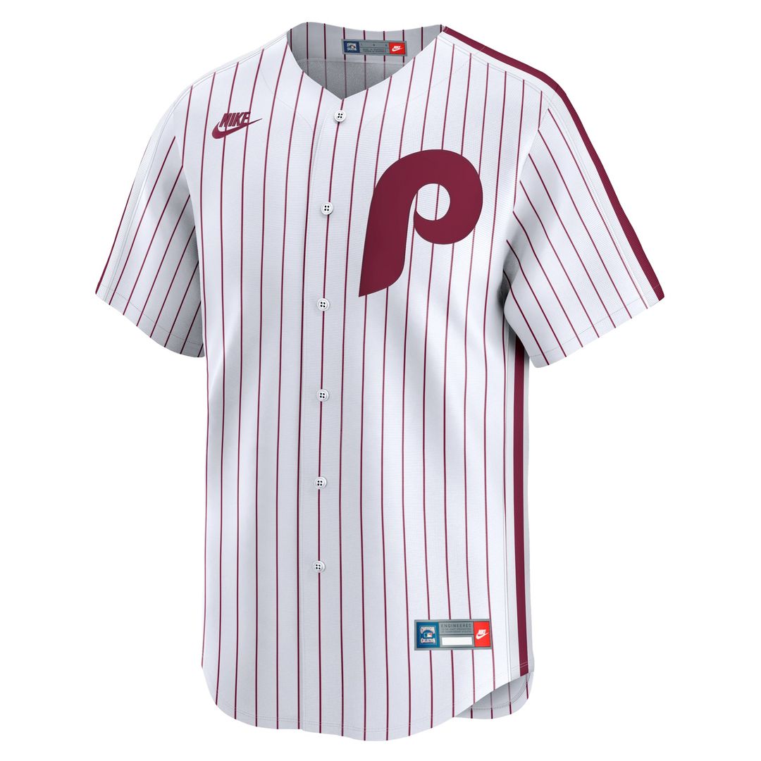 Philadelphia Phillies Nike White Cooperstown Collection Limited Jersey product image 2, provided for visual reference and