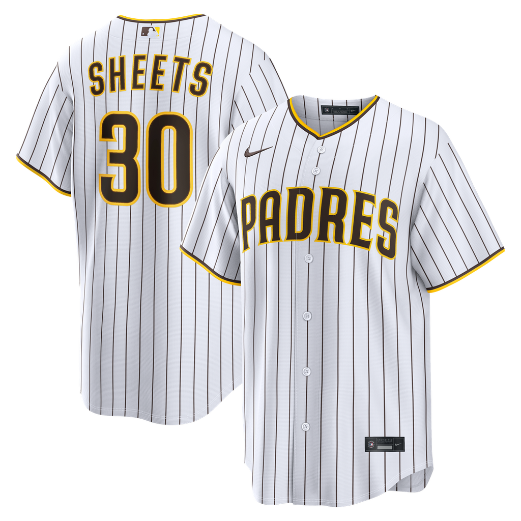 San Diego Padres Gavin Sheets Nike White Home Replica Jersey product image 1, provided for visual reference and product