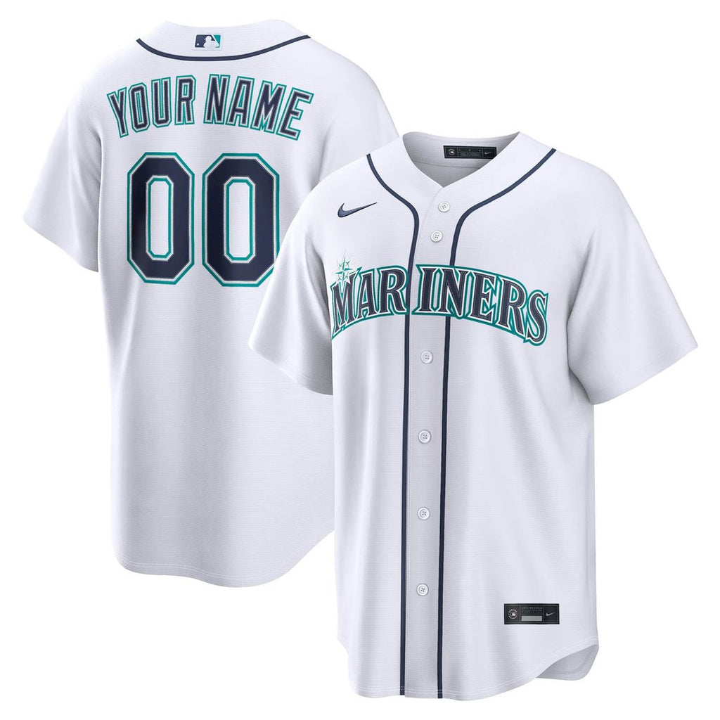 Seattle Mariners Nike White Home Replica Custom Jersey product image 1, provided for visual reference and product detail
