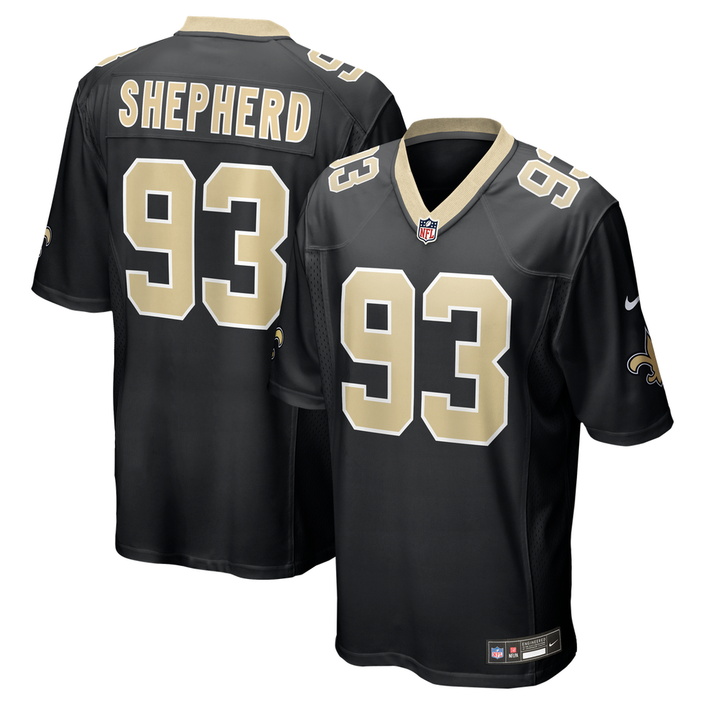 New Orleans Saints Nathan Shepherd Nike Black Game Jersey product image 1, provided for visual reference and product detail