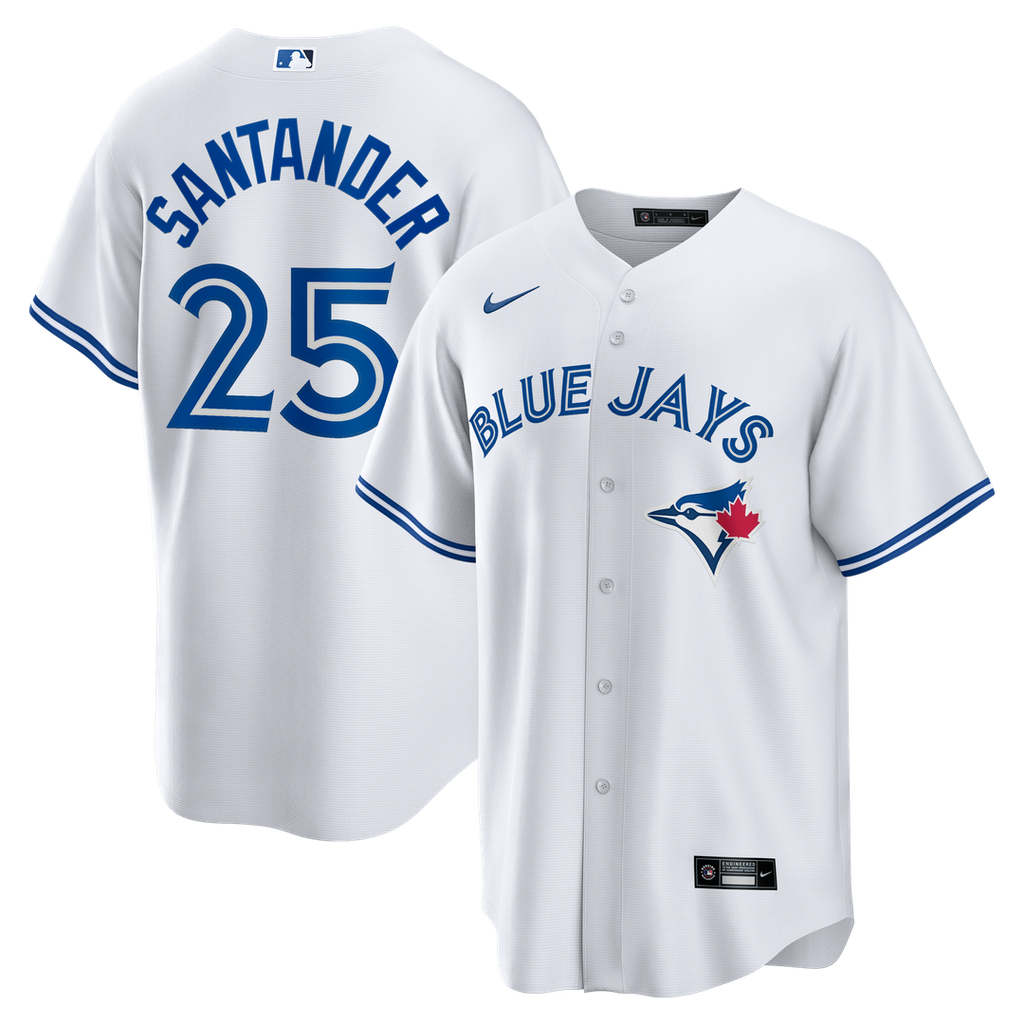 Toronto Blue Jays Anthony Santander Nike White Home Replica Jersey product image 1, provided for visual reference and