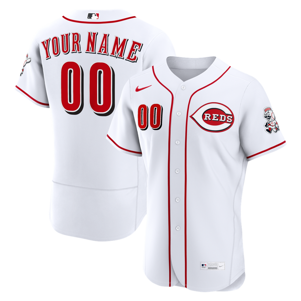 Cincinnati Reds Nike White Home Authentic Custom Jersey product image 1, provided for visual reference and product detail