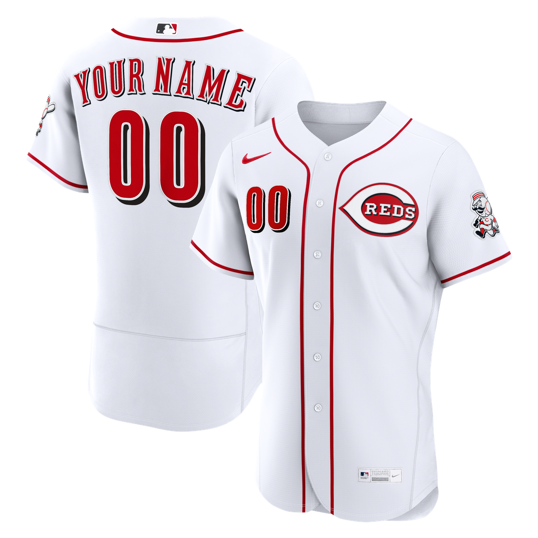 Cincinnati Reds Nike White Home Authentic Custom Jersey product image 1, provided for visual reference and product detail