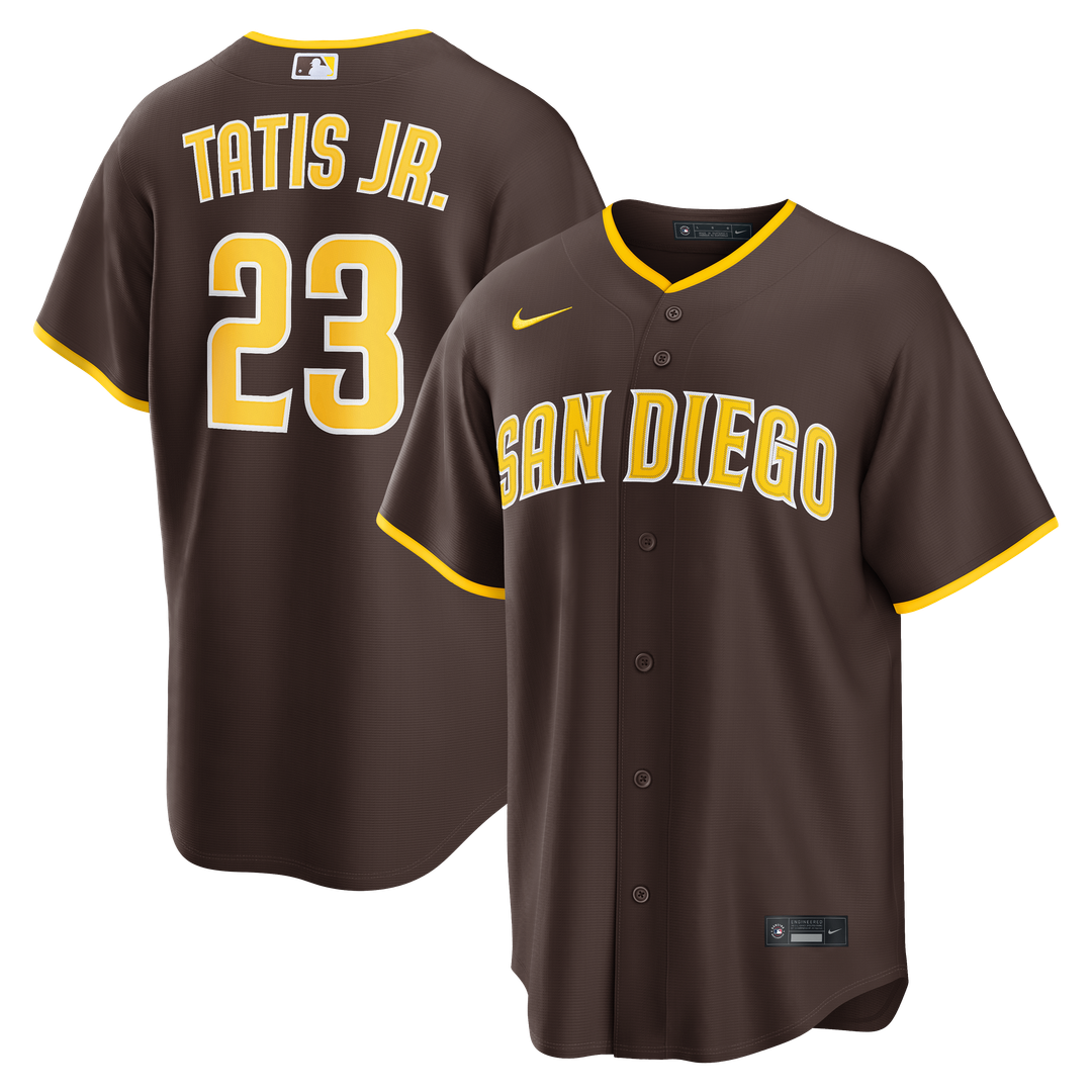 San Diego Padres Fernando Tatis Jr. Nike Brown Road Replica Jersey product image 4, provided for visual reference and