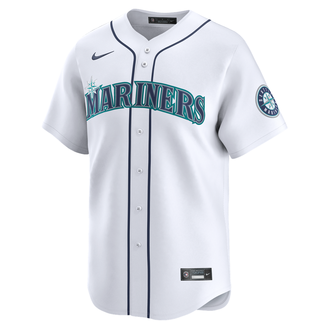 Seattle Mariners Josh Naylor Nike White Home Limited Jersey product image 2, provided for visual reference and product