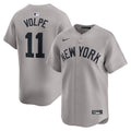 New York Yankees Anthony Volpe Nike Gray Away Limited Player Jersey product image 1, provided for visual reference and