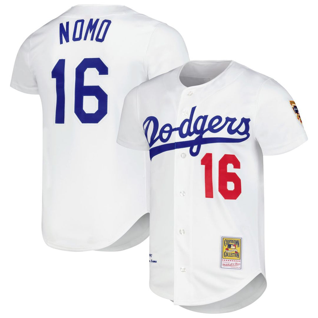 Los Angeles Dodgers Hideo Nomo Mitchell & Ness White Cooperstown Collection Authentic Jersey product image 1, provided for