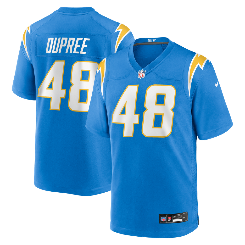 Los Angeles Chargers Bud Dupree Nike Powder Blue Team Game Jersey product image 1, provided for visual reference and product