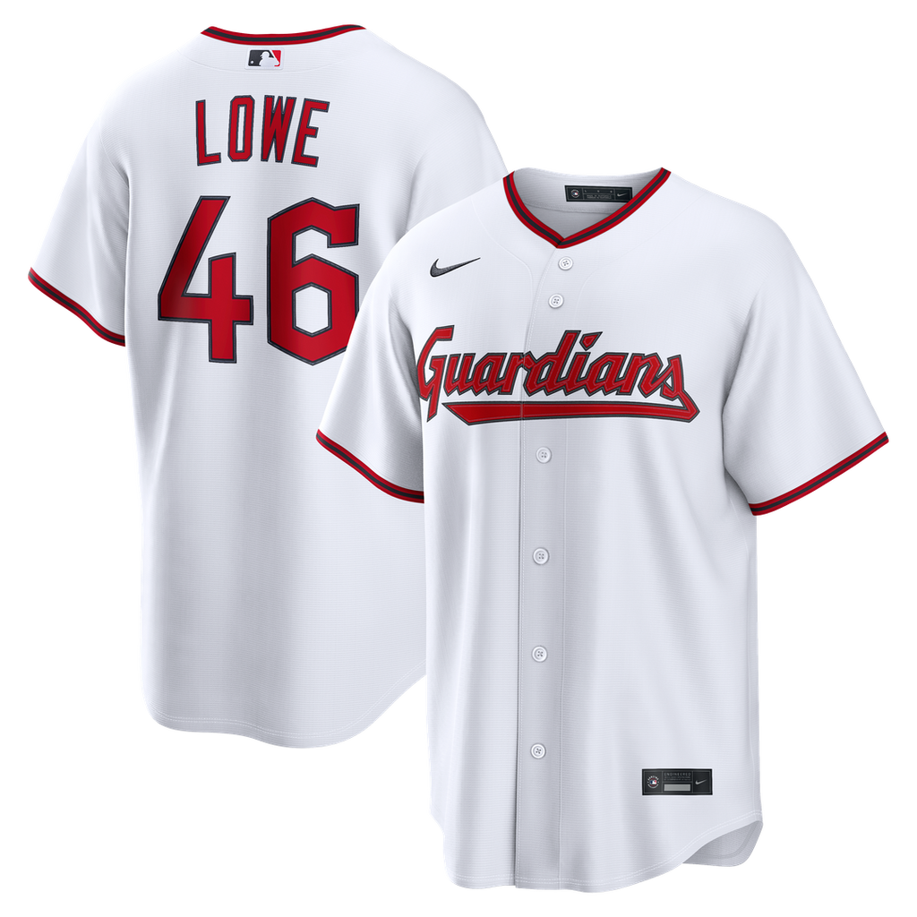Cleveland Guardians Nathaniel Lowe Nike White Home Replica Jersey product image 1, provided for visual reference and product